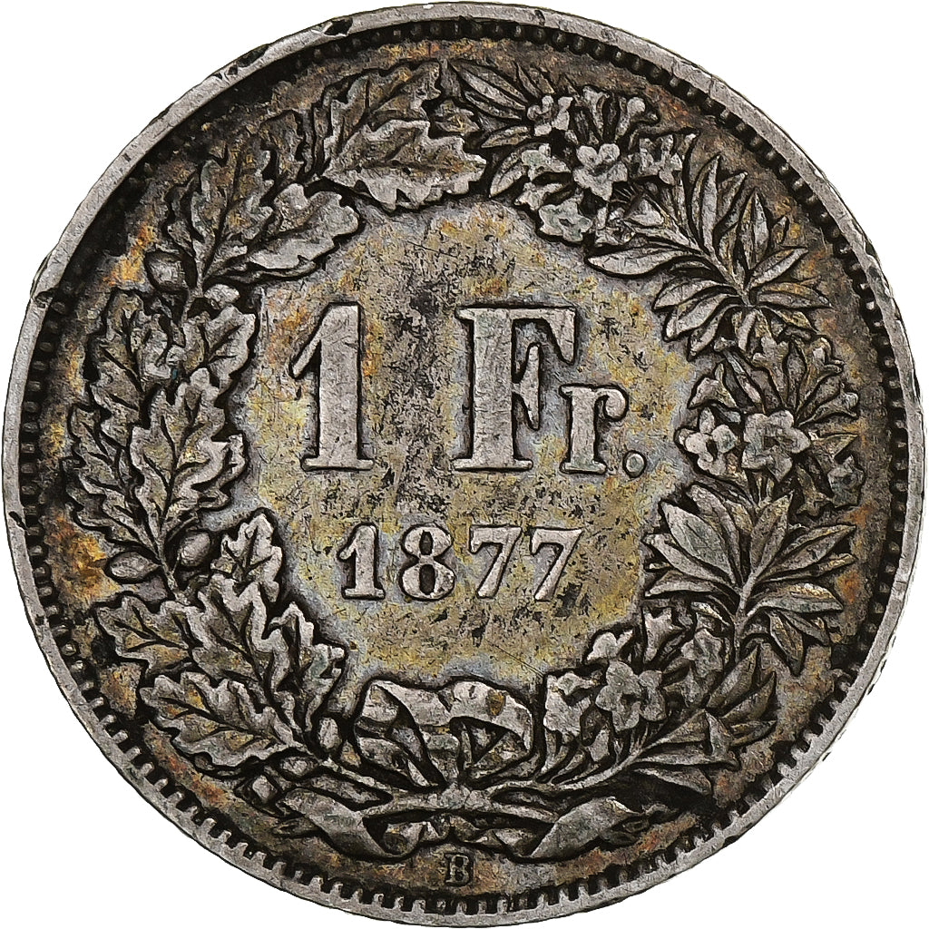 Switzerland, Franc, Helvetia, 1877, Bern, Silver, VF(30-35), KM:29a