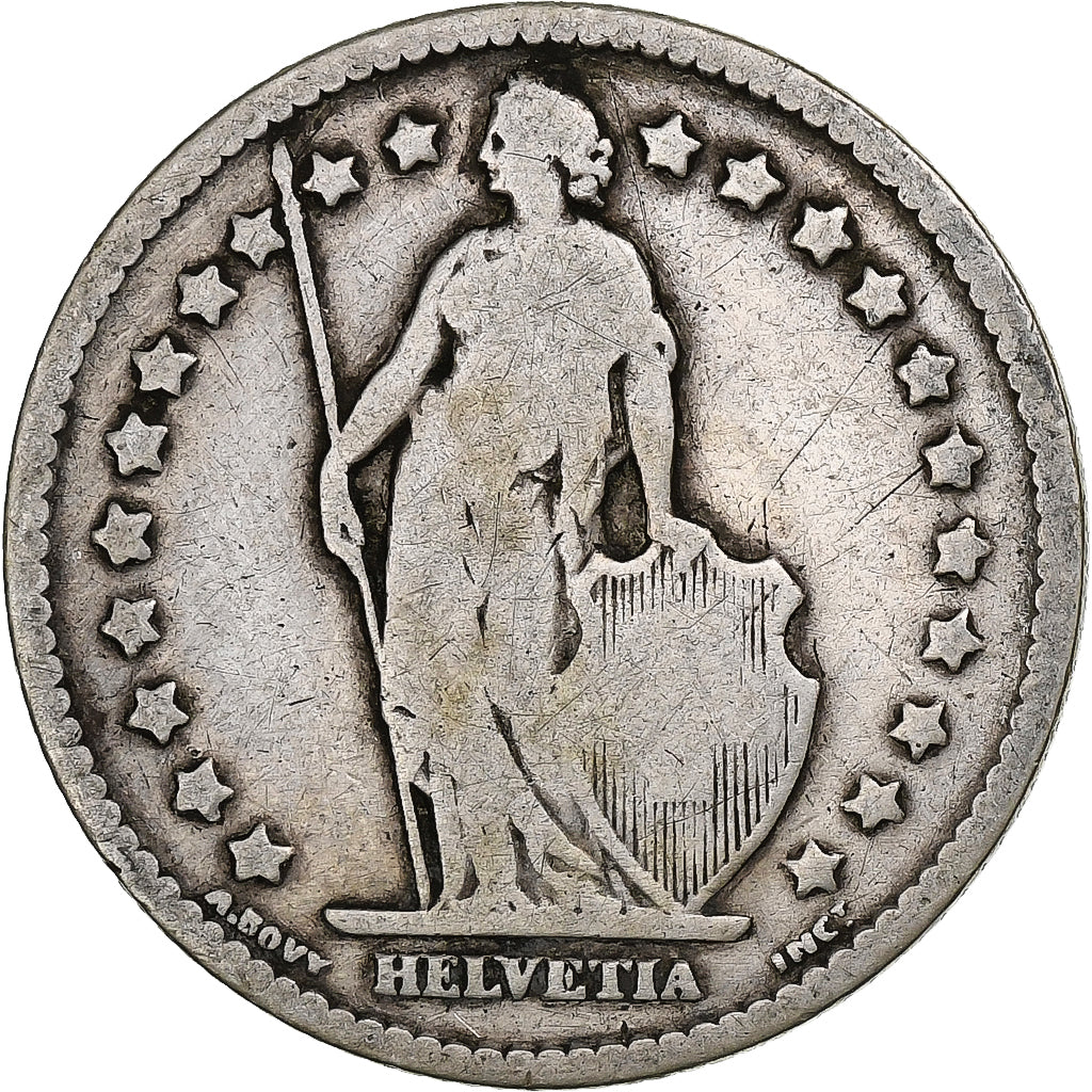 Switzerland, Franc, Helvetia, 1880, Bern, Silver, VF(20-25), KM:29a