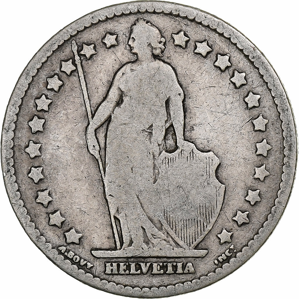 Switzerland, Franc, Helvetia, 1880, Bern, Silver, VF(20-25), KM:29a