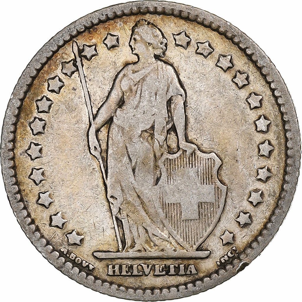 Switzerland, Franc, Helvetia, 1887, Bern, Silver, VF(30-35), KM:29a