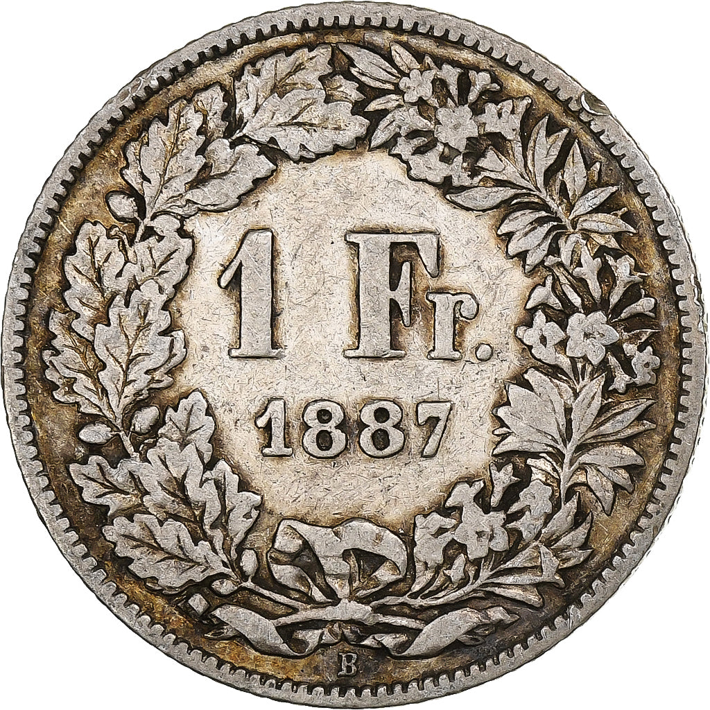 Switzerland, Franc, Helvetia, 1887, Bern, Silver, VF(30-35), KM:29a