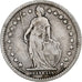 Suiza, Franc, Helvetia, 1887, Bern, Plata, BC+, KM:29a