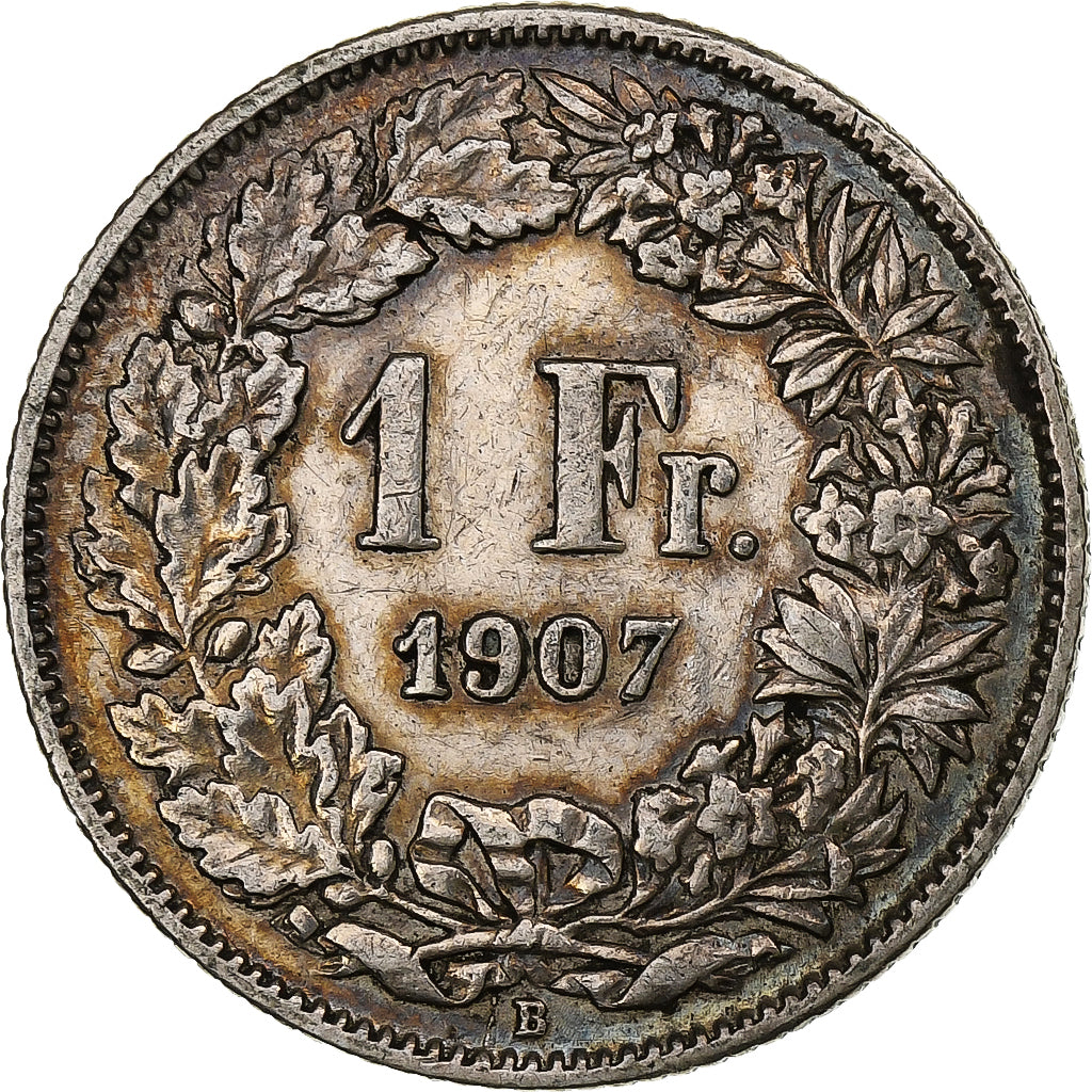 Switzerland, Franc, Helvetia, 1907, Bern, Silver, AU(55-58), KM:29a