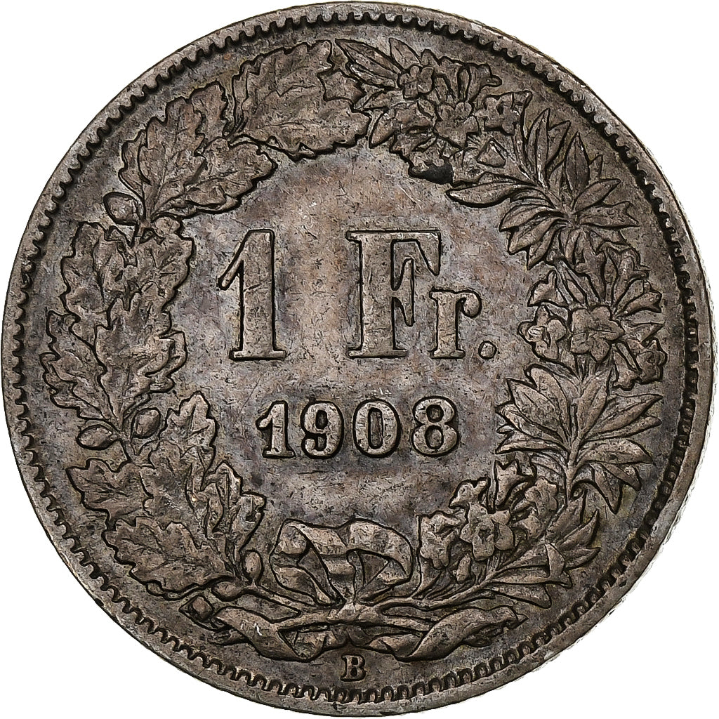 Switzerland, Franc, Helvetia, 1908, Bern, Silver, AU(50-53), KM:29a