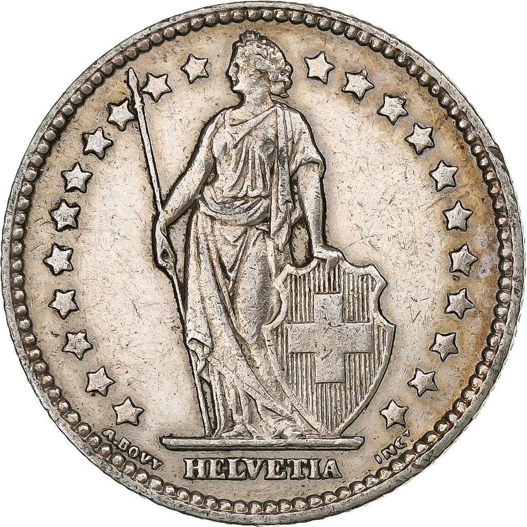 Switzerland, Franc, Helvetia, 1908, Bern, Silver, AU(55-58), KM:29a