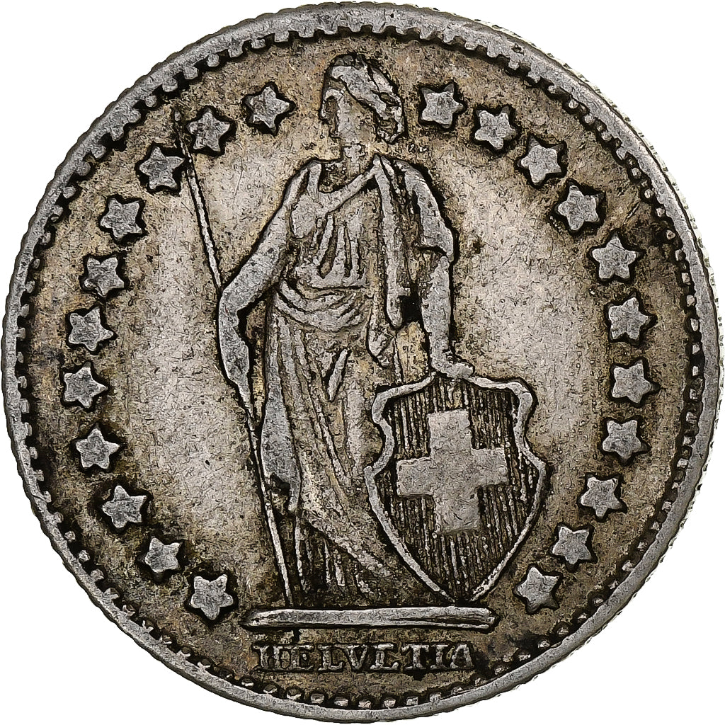 Suiza, Franc, Helvetia, 1909, Bern, Plata, BC+, KM:29a