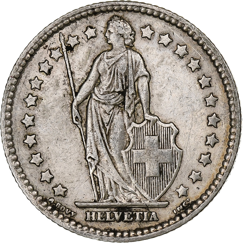 Suiza, Franc, Helvetia, 1909, Bern, Plata, MBC+, KM:29a