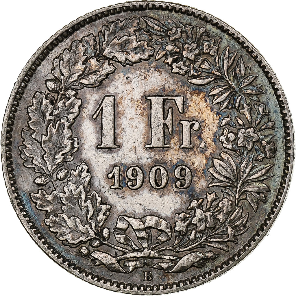 Suiza, Franc, Helvetia, 1909, Bern, Plata, MBC+, KM:29a