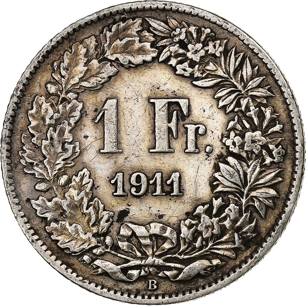 Switzerland, Franc, Helvetia, 1911, Bern, Silver, AU(55-58), KM:29a