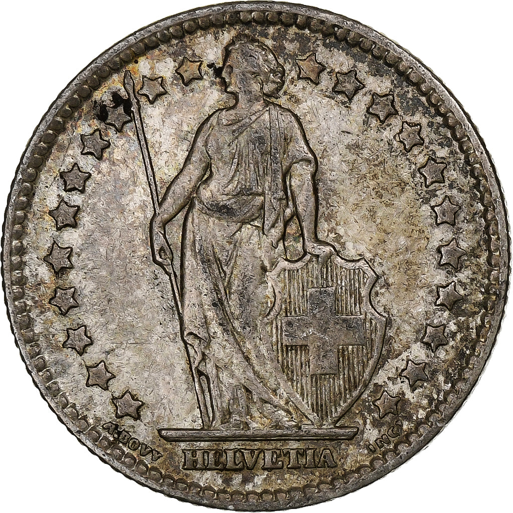 Switzerland, Franc, Helvetia, 1912, Bern, Silver, AU(50-53), KM:29a