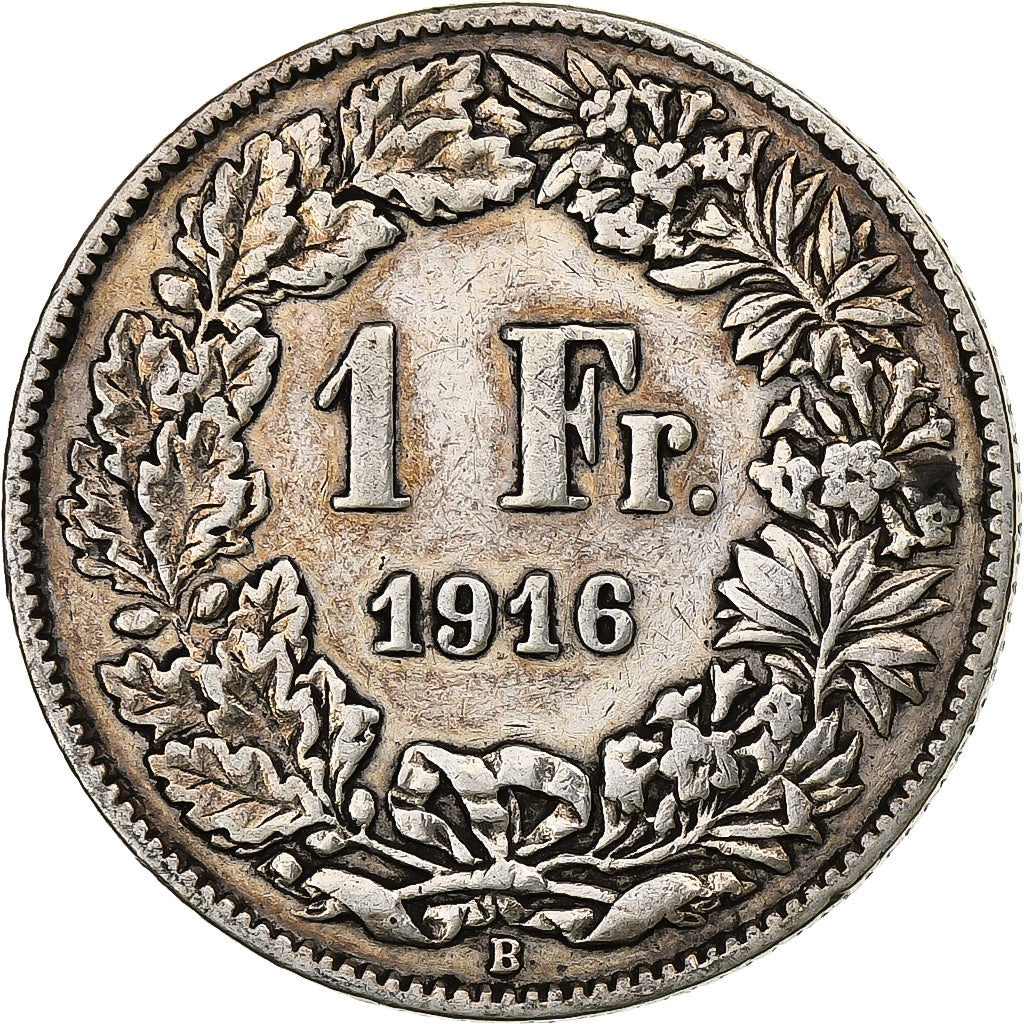 Switzerland, Franc, Helvetia, 1916, Bern, Silver, VF(30-35), KM:29a
