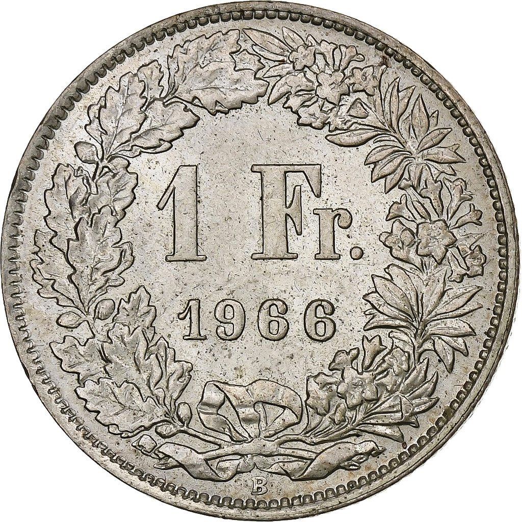 Switzerland, Franc, Helvetia, 1966, Bern, Silver, AU(50-53), KM:29a