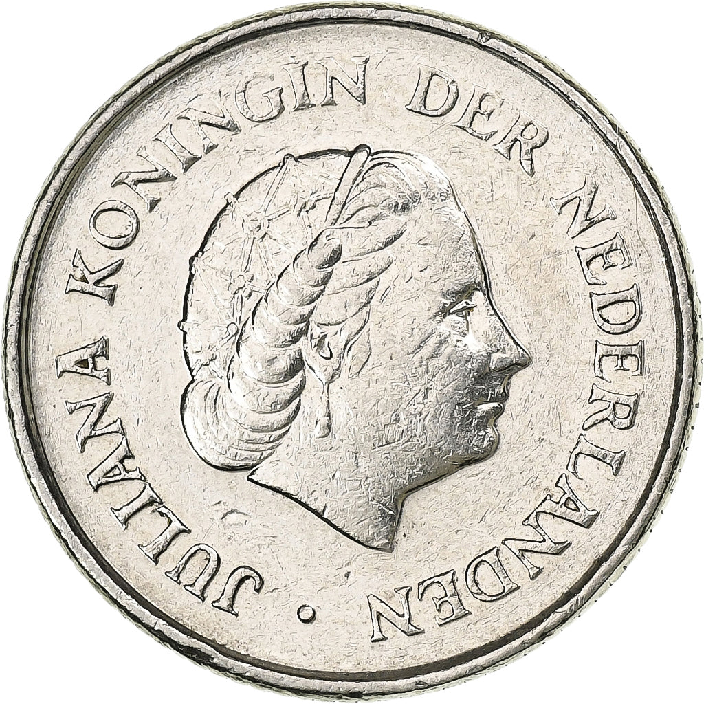 Países Baixos, Juliana, 25 Cents, 1968, Utrecht, Níquel, AU(55-58), KM:183