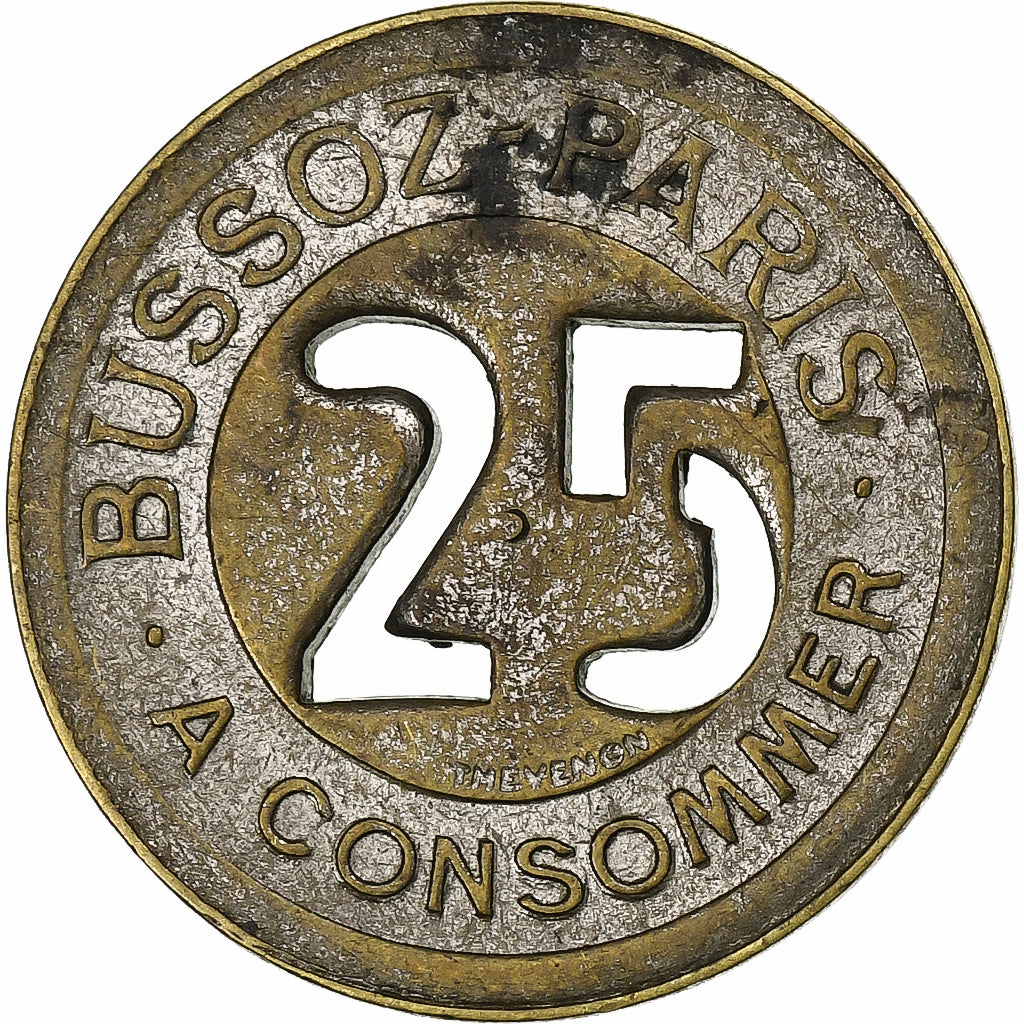 France, 25 Centimes, Bussoz Paris, Brass, EF(40-45)