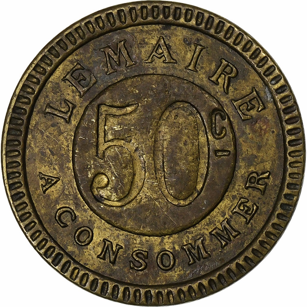 France, 50 Centimes, Lemaire, Brass, EF(40-45)