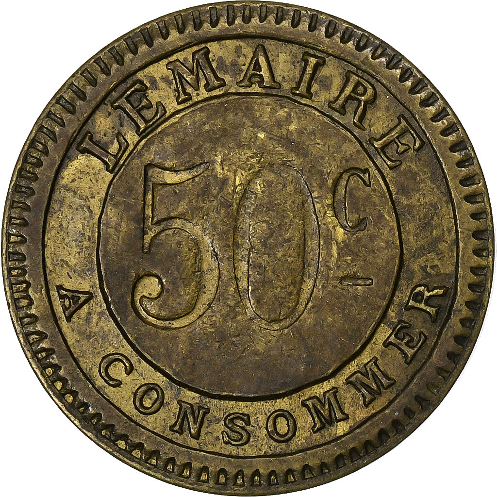 France, 50 Centimes, Lemaire, Brass, EF(40-45)