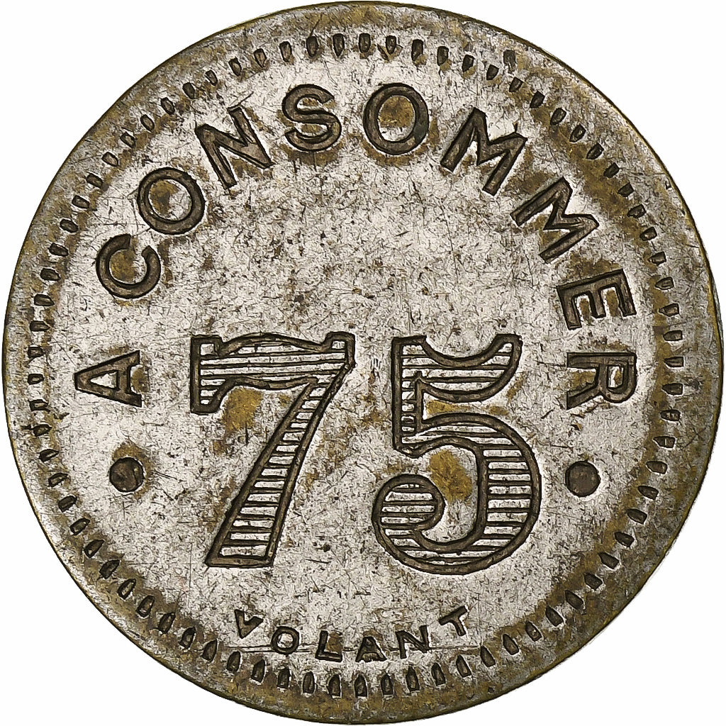 Francia, 75 Centimes, A Consommer, Cupronickel, MBC