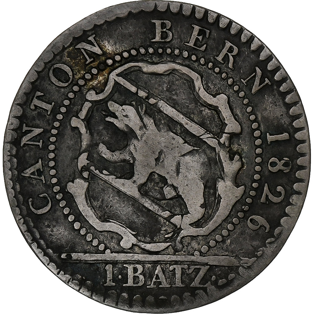 CANTONES SUIZOS, BERN, Batzen, 1826, Vellón, BC+, KM:194