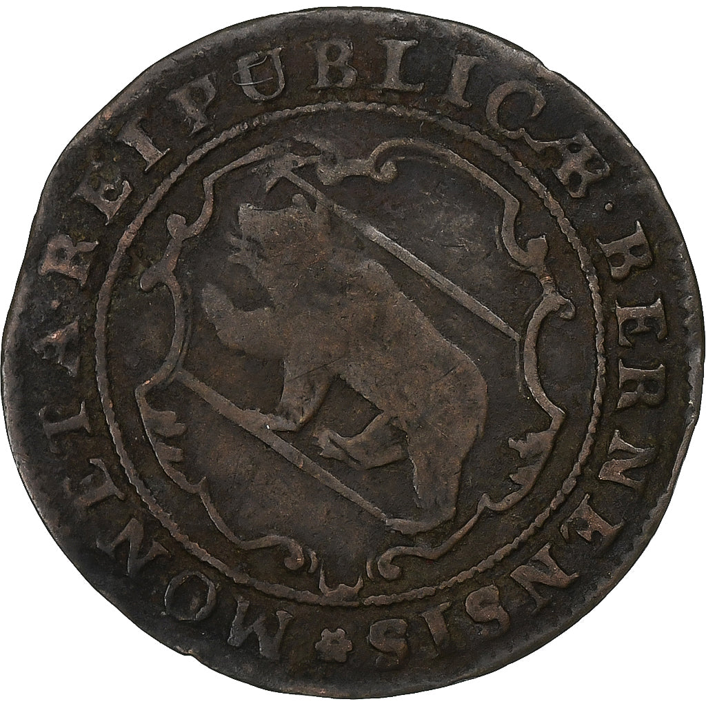 CANTONES SUIZOS, BERN, 1/2 Batzen, 1719, Bern, Vellón, BC+, KM:91
