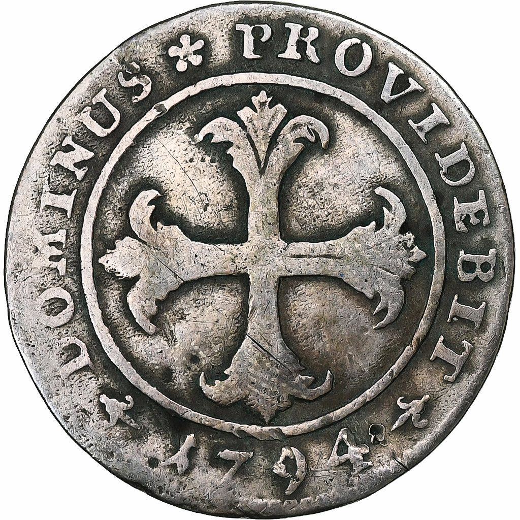 CANTONES SUIZOS, BERN, 4 Kreuzer, 1794, Vellón, BC+, KM:87