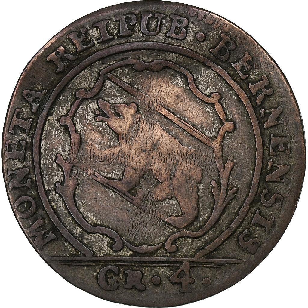 CANTONES SUIZOS, BERN, 4 Kreuzer, 1795, Vellón, BC+, KM:87