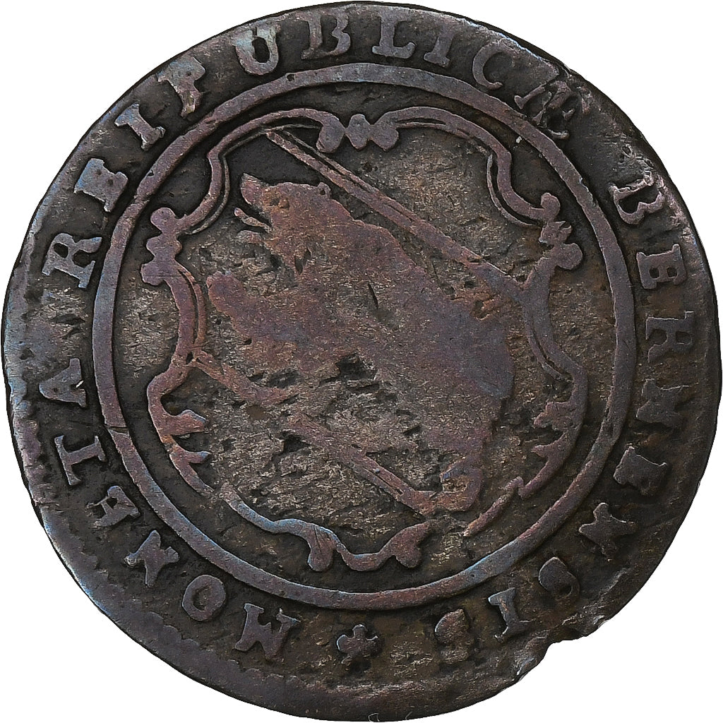 CANTONES SUIZOS, BERN, 1/2 Batzen, 1788, Bern, Vellón, BC+, KM:91