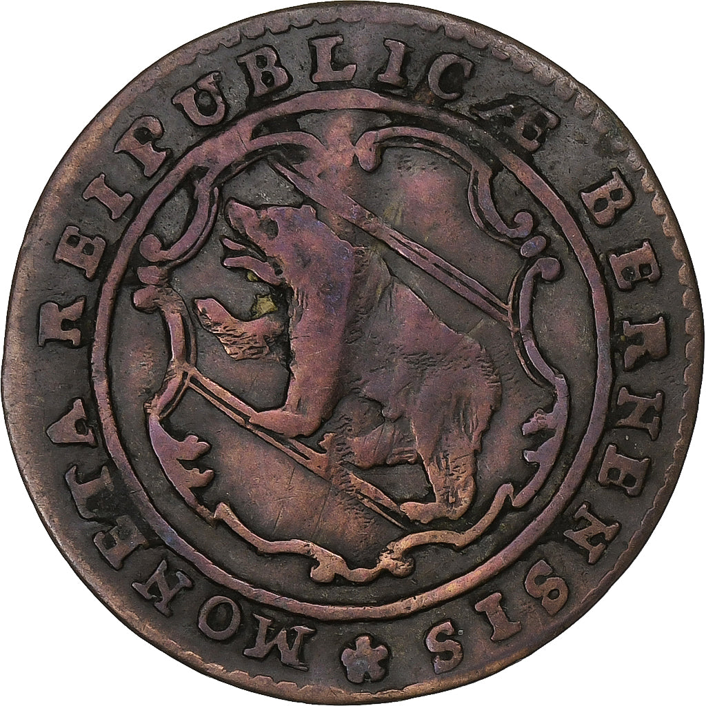 CANTONES SUIZOS, BERN, 1/2 Batzen, 1796, Bern, Vellón, BC+, KM:91