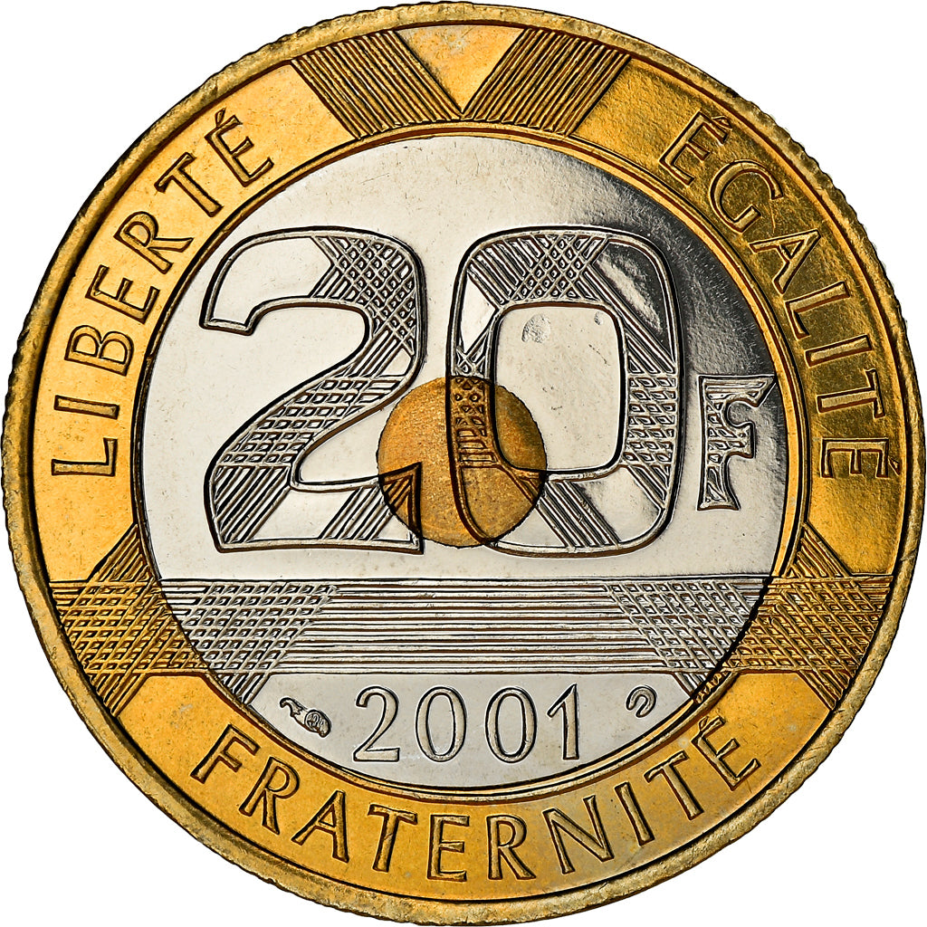 Coin, France, Mont Saint Michel, 20 Francs, 2001, Pessac, BE, MS(65-70)