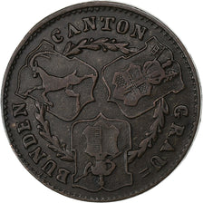 SWISS CANTONS, GRAUBUNDEN, 1/2 Batzen, 1836, Billon, EF(40-45), KM:13