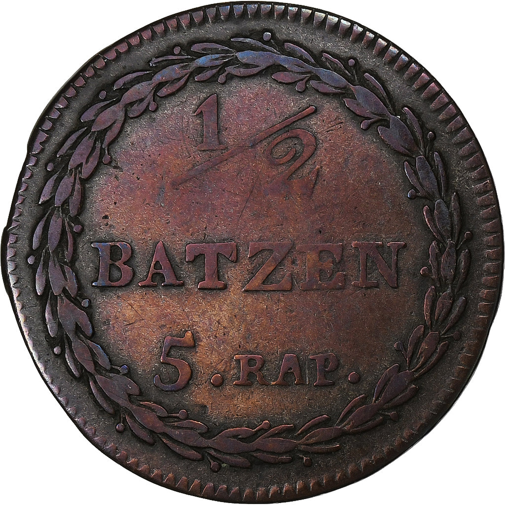 SWISS CANTONS, LUZERN, 1/2 Batzen, 1813, Billon, VF(20-25), KM:106