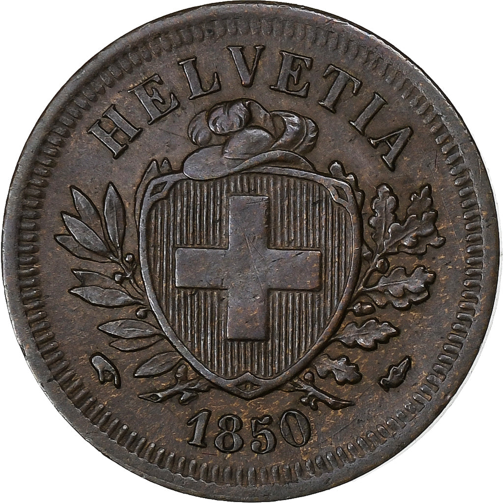 Svizzera, Rappen, 1850, Paris, Bronzo, MB+, KM:3