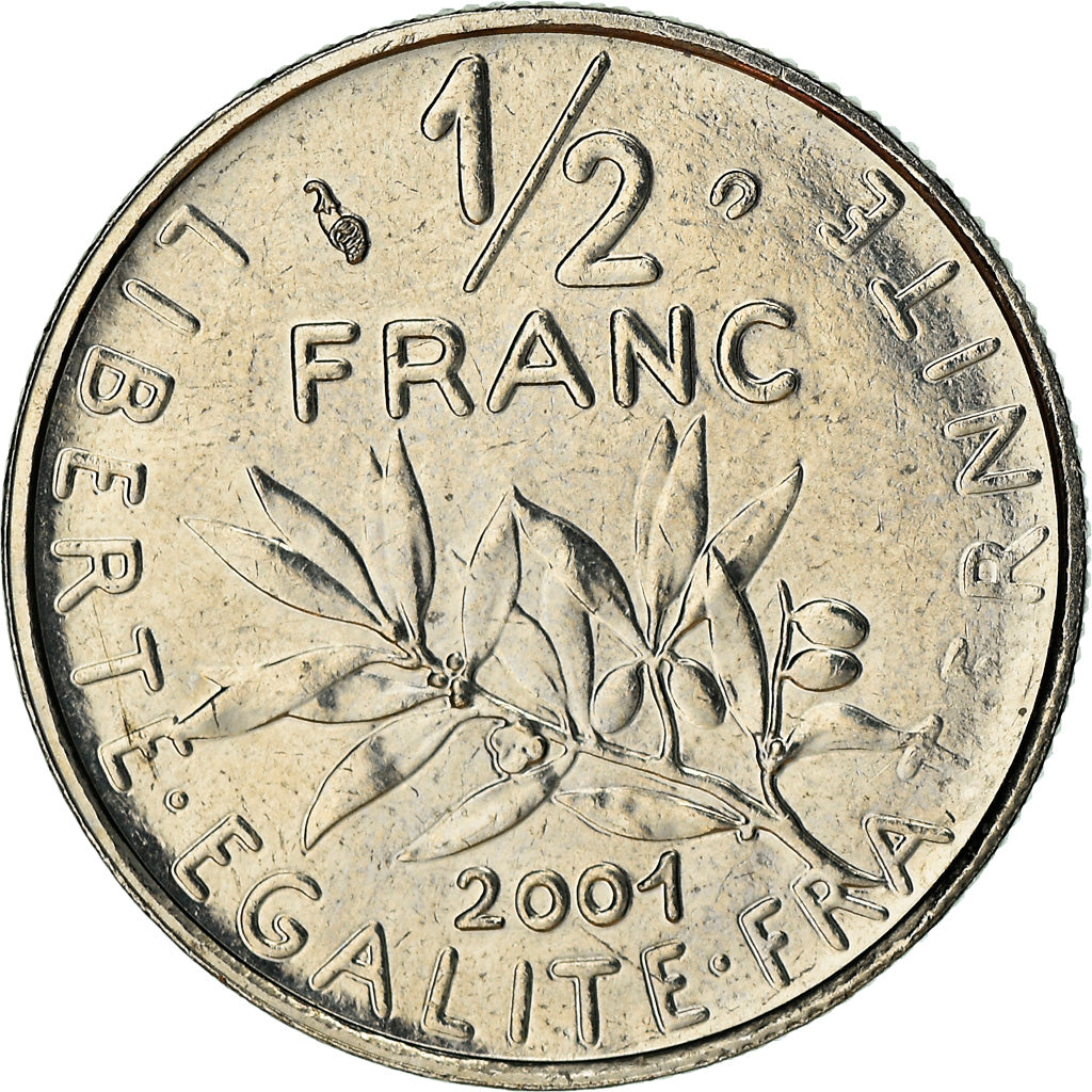 Coin, France, Semeuse, 1/2 Franc, 2001, Pessac, BU, MS(65-70), Nickel, KM:931.2