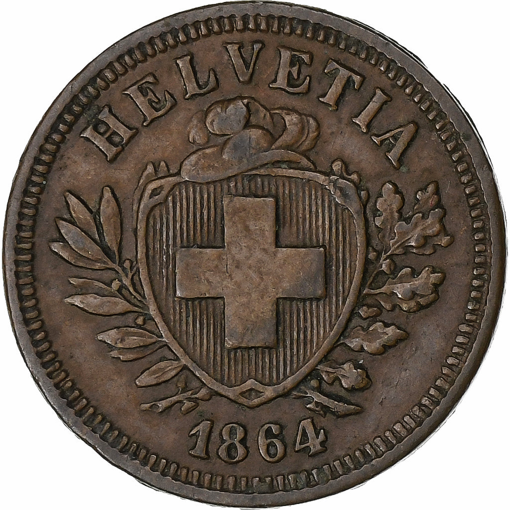 Switzerland, Rappen, 1864, Bern, Bronze, EF(40-45), KM:3