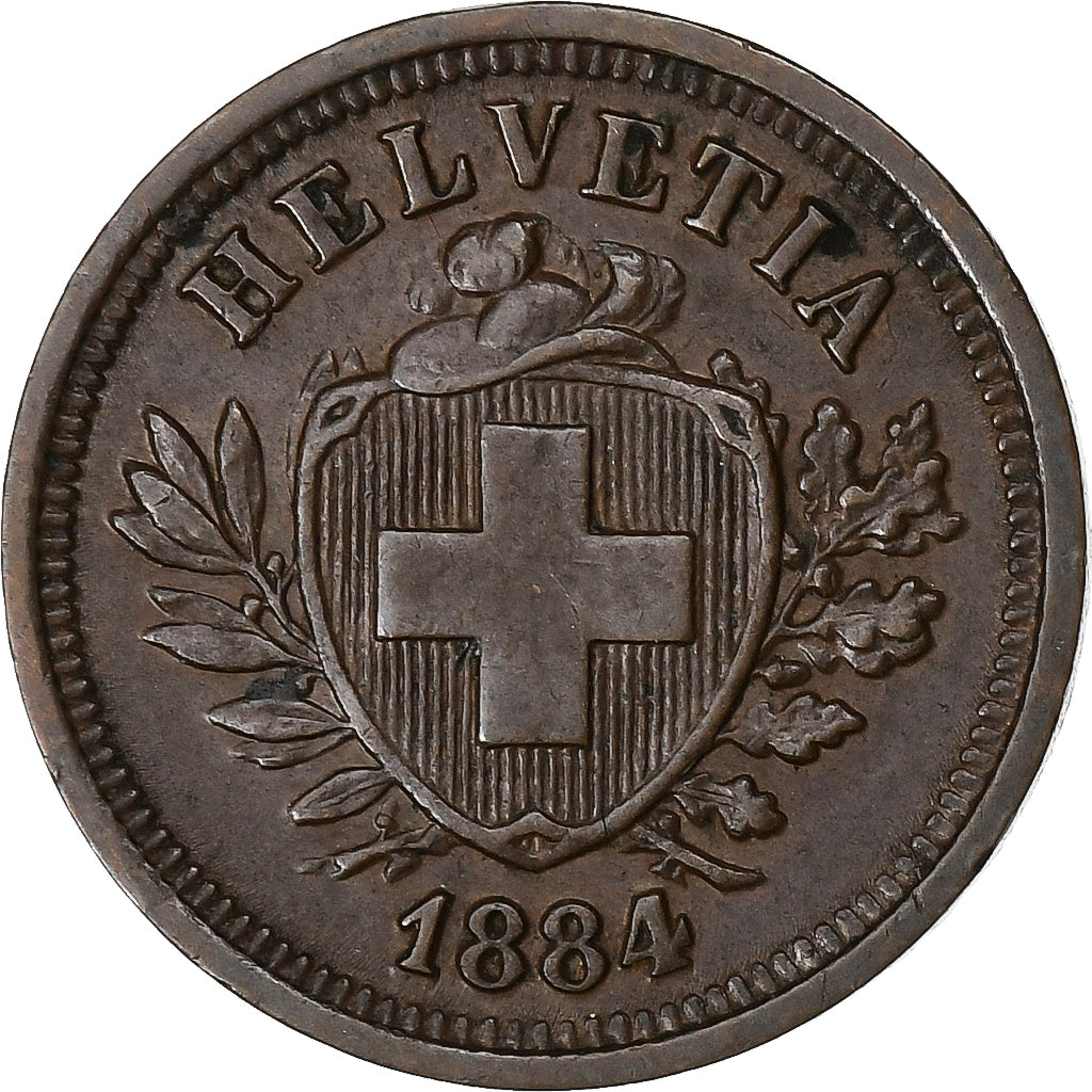 Schweiz, Rappen, 1884, Bern, Bronze, SS, KM:3