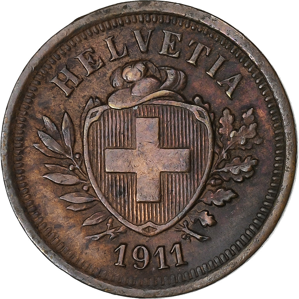 Zwitserland, Rappen, 1911, Bern, Bronzen, ZF, KM:3