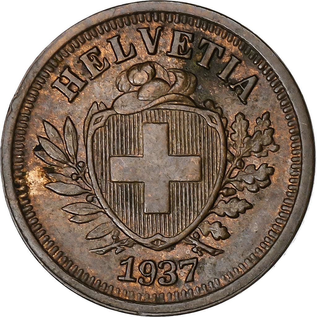 Suiza, Rappen, 1937, Bern, Bronce, MBC, KM:3