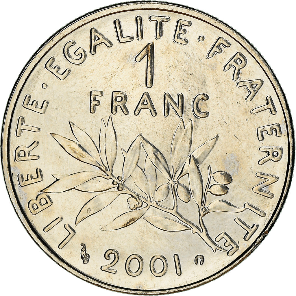 Coin, France, Semeuse, Franc, 2001, Pessac, BU, MS(65-70), Nickel, KM:925.1