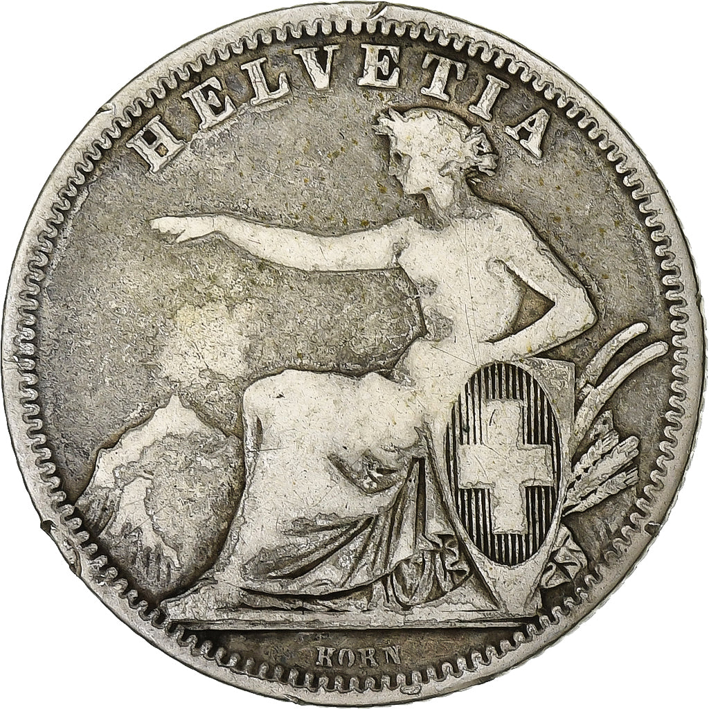 Schweiz, Franc, 1861, Bern, Silber, S, KM:9a