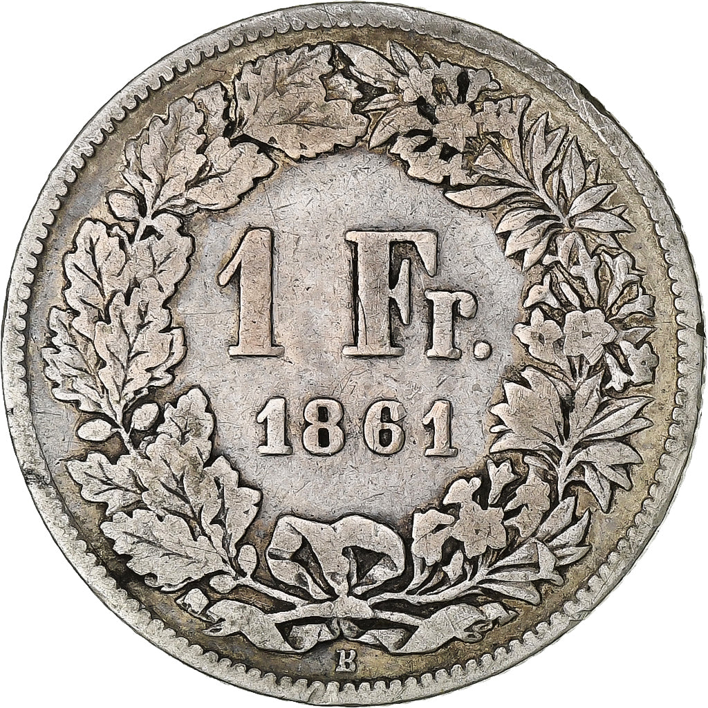 Schweiz, Franc, 1861, Bern, Silber, S, KM:9a