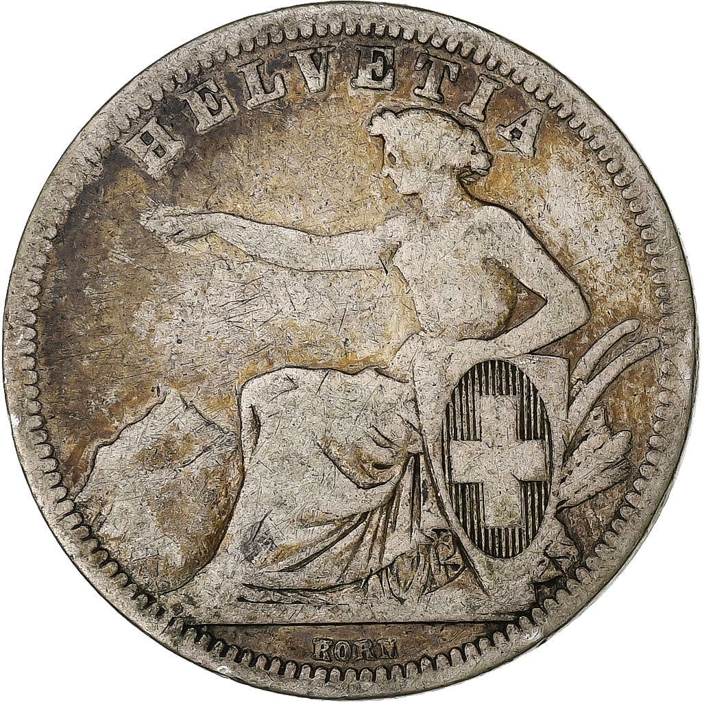 Switzerland, Franc, 1861, Bern, Silver, VF(20-25), KM:9a
