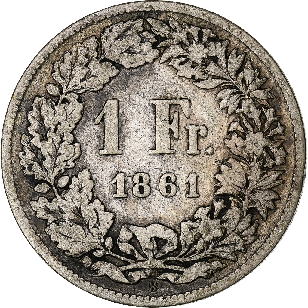 Switzerland, Franc, 1861, Bern, Silver, VF(20-25), KM:9a