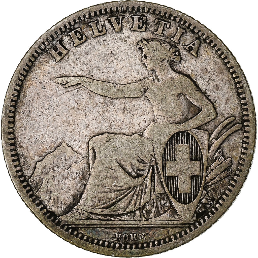 Zwitserland, Franc, 1861, Bern, Zilver, FR, KM:9a