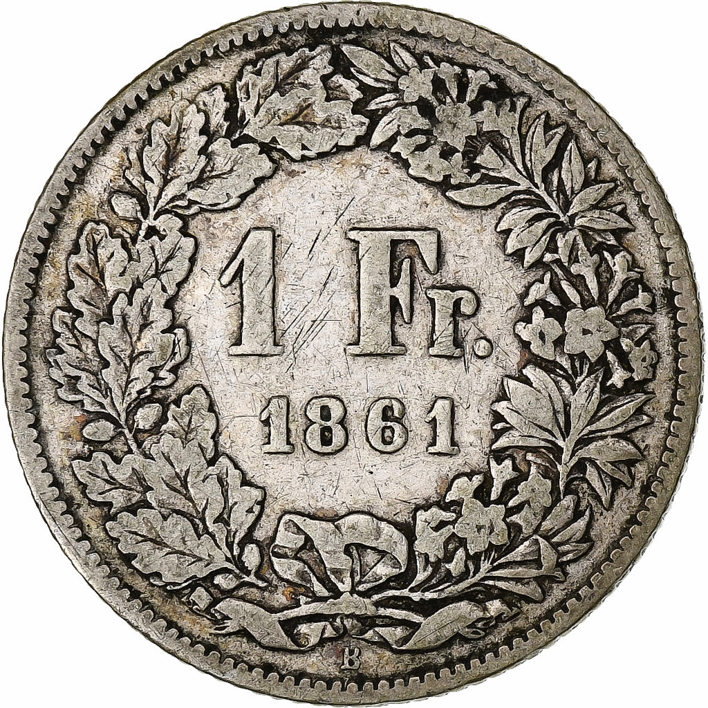 Zwitserland, Franc, 1861, Bern, Zilver, FR, KM:9a