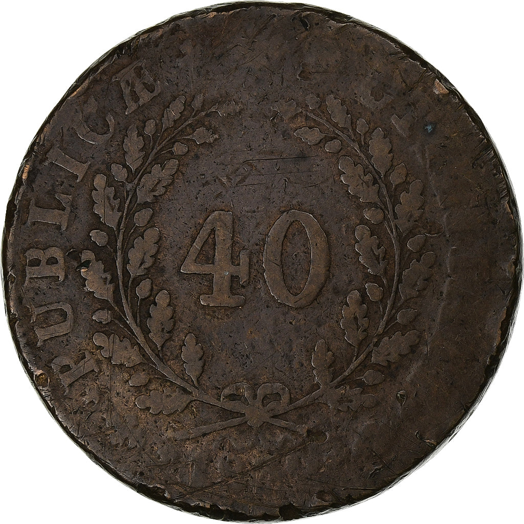 Portugal, Miguel, 40 Reis, Pataco, 1832, Lisbonne, Bronze, B+, KM:391