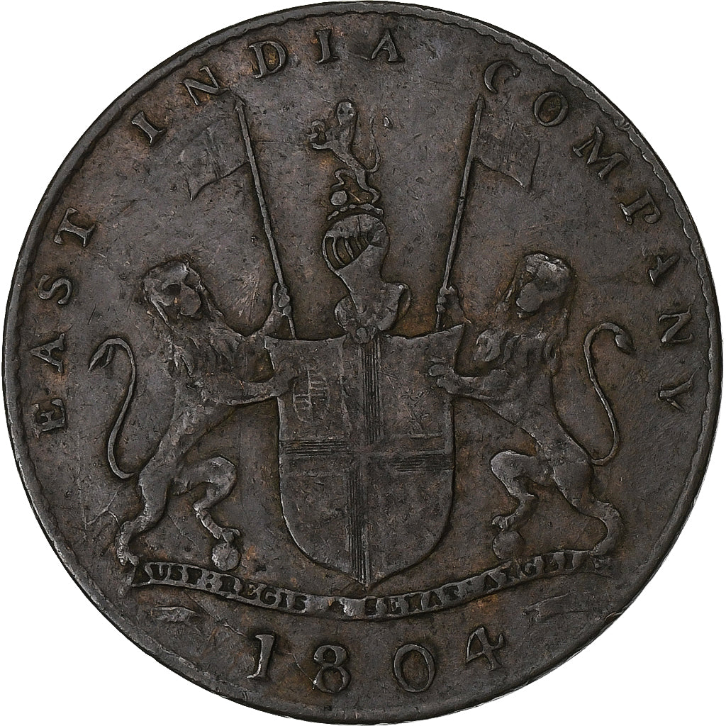 ÍNDIA - BRITÂNICA, 2 Kepings, 1804 / AH 1219, Cobre, VF(30-35), KM:264