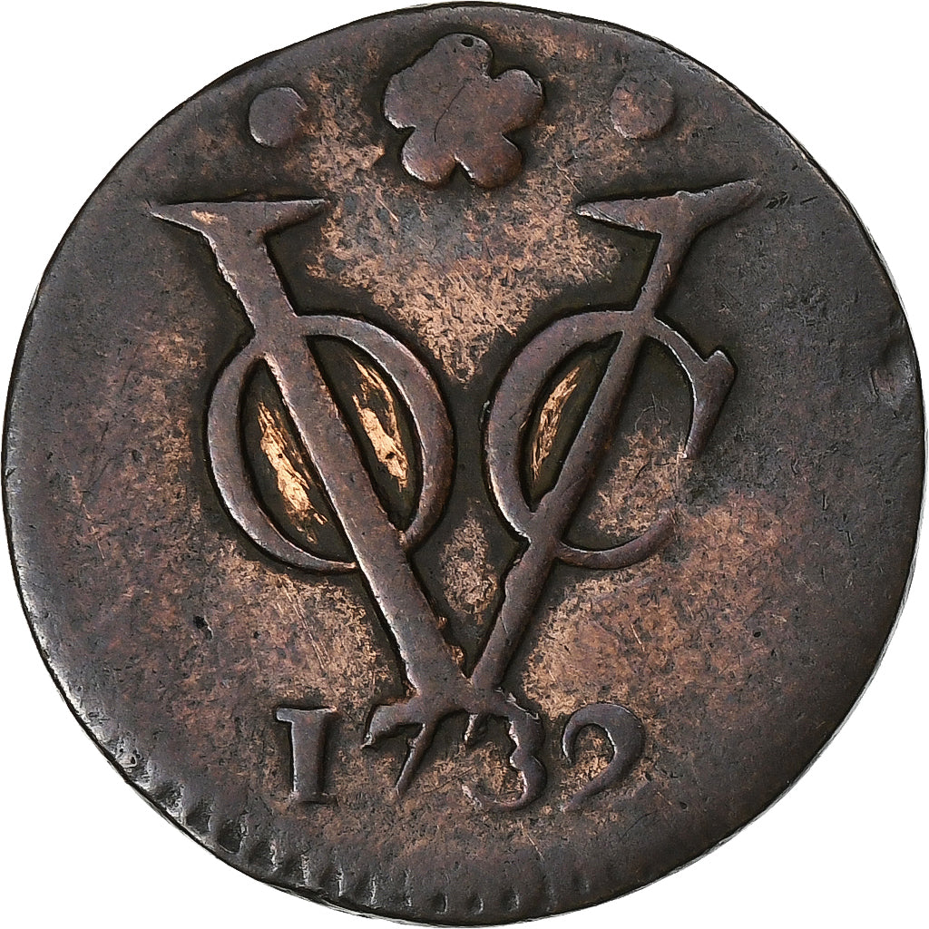 NETHERLANDS EAST INDIES, Duit, 1732, Dordrecht, Copper, VF(30-35)