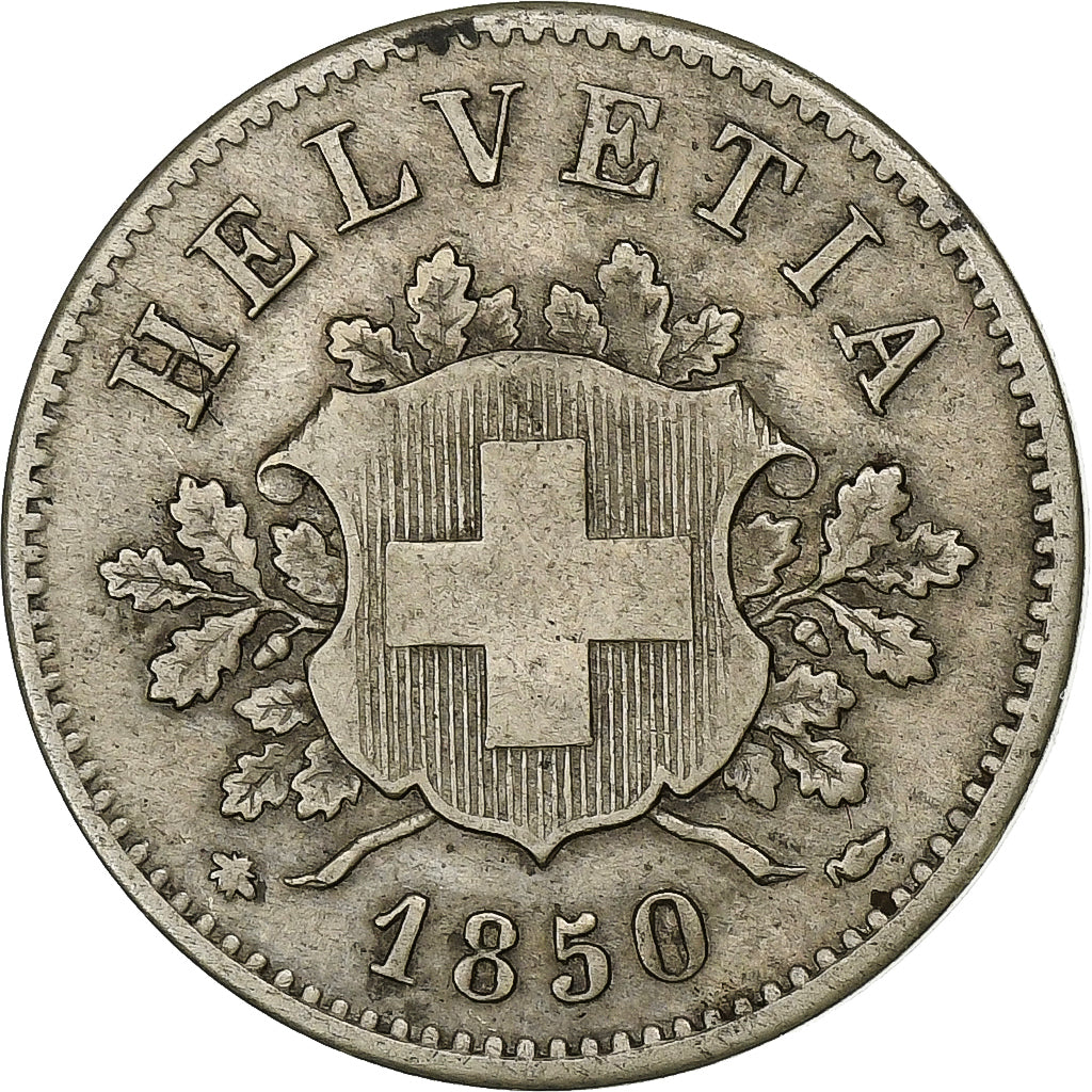 Switzerland, 10 Rappen, 1850, Strasbourg, Billon, VF(30-35), KM:6