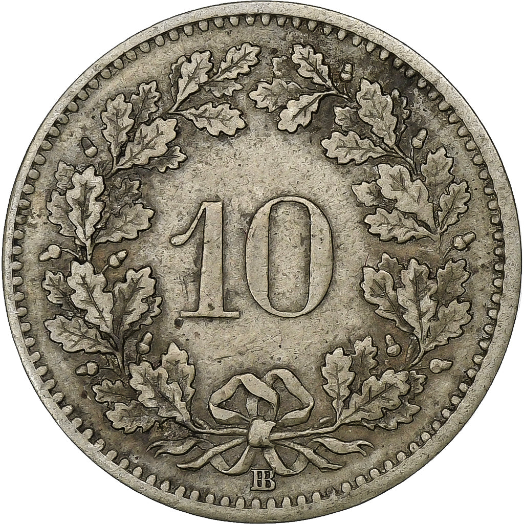 Switzerland, 10 Rappen, 1850, Strasbourg, Billon, VF(30-35), KM:6