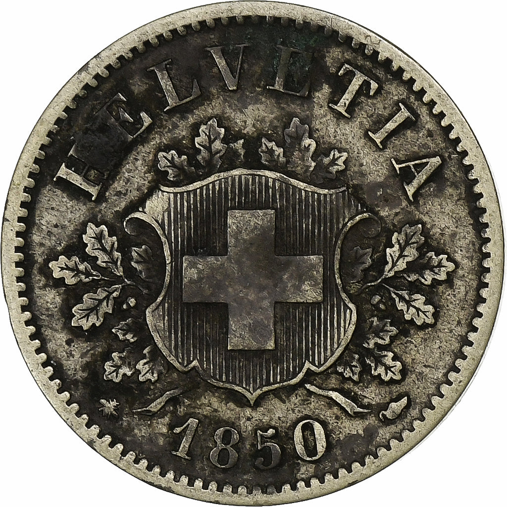 Switzerland, 10 Rappen, 1850, Strasbourg, Billon, VF(30-35), KM:6