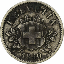 Switzerland, 10 Rappen, 1850, Strasbourg, Billon, VF(30-35), KM:6